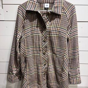 CAbi Women's Trench Coat - Black, Brown, Cream Plaid